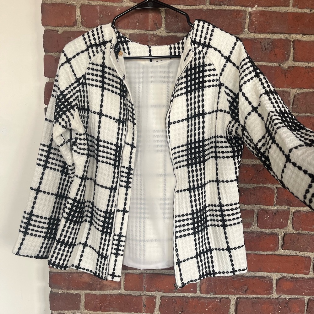 Black and White Plaid Jacket / Sweater